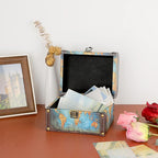 ELLDOO Decorative Treasure Chest Box, Wooden + PU Leather Storage Box for Jewelry Trinkets, Keepsakes box for Girls Women Gifts (Green Map Pattern)