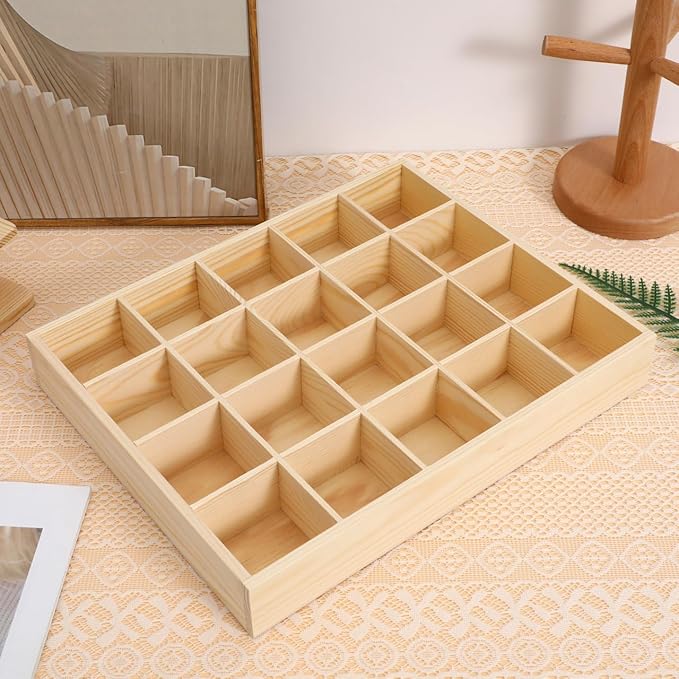 Gatuida Underwear Storage Case, 20 Compartments Sock Organizer, Wooden Drawer Organizer Divider Sundries Container Storage Box for Socks Panties, 13.38 x 10.62 x 1.96 inches