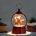 Christmas Snow Globe Lantern with Swirling Glitter Christmas Home Decoration Elf Bear Musical Snow Globe, 6 Hour Timer, USB Powered & Battery Operated Music Box for Holiday