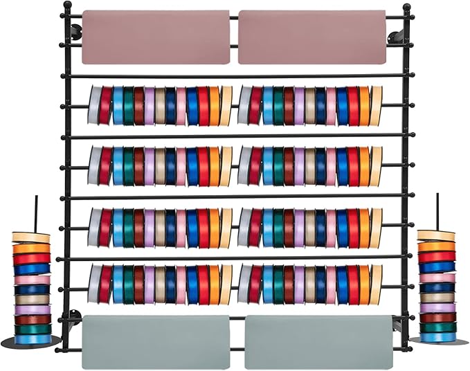 12-Tier Wall Mounted Scarf Rack, Scarf Display Rack, Towels Storage Hanger, Commercial Hijab Scarf Holder Organizer Space Saving for Retail Stores, Boutiques, Home (Black, 47in Width)