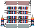 12-Tier Wall Mounted Scarf Rack, Scarf Display Rack, Towels Storage Hanger, Commercial Hijab Scarf Holder Organizer Space Saving for Retail Stores, Boutiques, Home (Black, 47in Width)