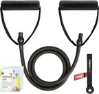 RitFit Single Resistance Exercise Band with Comfortable Handles - Ideal for Physical Therapy, Strength Training, Muscle Toning - Foam Padding Door Anchor and Starter Guide Included
