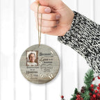 HYTURTLE Personalized Memorial Sympathy Christmas Ornament Gifts for Family Loss of Loved One Mom Dad, Remembrance Gifts for Family Loss, Custom Name Photo & Years Acrylic Circle Ornament