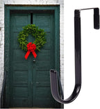Black Wreath Hanger, Strong Bearing Fall Wreath Christmas Halloween Decorations Carbon Steel Wreath Door Hook 5" Height Wreath Hangers, Front Door Metal Over The Door Single Hook, Wreath Hangers