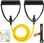 RitFit Single Resistance Exercise Band with Comfortable Handles - Ideal for Physical Therapy, Strength Training, Muscle Toning - Foam Padding Door Anchor and Starter Guide Included