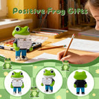 Positive Frog Figurine - 4.9" Tall Hand-Painted Resin Indoor Office Desk Decoration with Cute Motivational Sign, Funny Gift for Women Friends Bestie BFF Bestfriend Coworkers