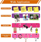 8Pcs Rectangle Felt Cork Board Bar Strips with 35 Pushpins, Self-Adhesive Bulletin Board Strips for Office School Home Wall Decor Stickers Memos Schedules Photos Display -Gradual Purple