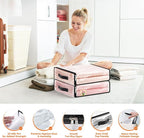 SpaceWhisper 8 Pack Clear Storage Bags, Plastic Blanket Storage Bags with Zipper and Handle, Moving Bags for Comforter, Bedding & Clothes, Closet Organizer and Under Bed Storage (15.7x13.8x3.9 Inch)