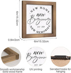 Wooden New Home New Beginnings New Memories Sign, 2026 House Warming Gifts Ideas for Homeowner, Apartment Housewarming Decorations for Indoor Table Shelf Wall Art Tiered Tray Mantel Entryway