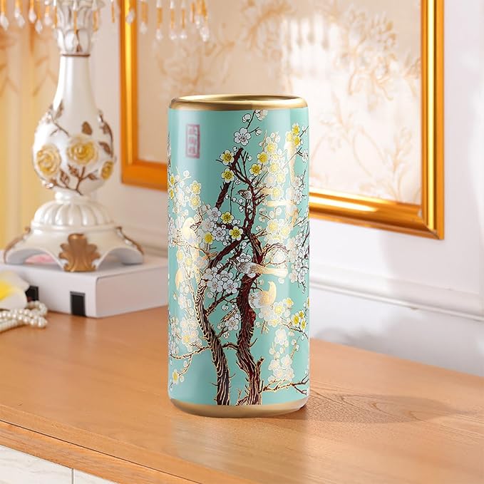 Ceramic Umbrella Stand Living Room Floor-Standing Freestanding Cane Chinese Umbrella Stand Multifunctional Painted Porcelain Vintage Ceramics Flower Vases for Home Office Entrance Indoor(F)