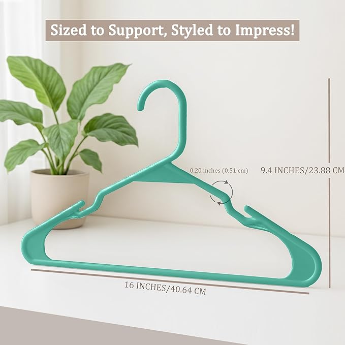 Utopia Home Plastic Hangers 30 Pack - Perfect Space Saving Clothes Hanger - Durable and Strong - Perfect Closet Organizers with Shoulder Grooves (Aqua)