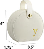 COLLECTIVE HOME - Travel Jewelry Case, Elegant Half-Moon Design with Gold Monogram, Detachable Handle, Personalized Accessory Organizer, Gift for Fashion-Forward Women and Teens (y)