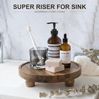 EOSAHR Wooden Riser for Display : Farmhouse Pedestal Stand for Your Kitchen Counter & Home Decor - Chic Round Waterproof Bathroom Trays for Soap, Plants, Jewelry, Perfume (Acacia Wood)