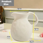 Ceramic Jug Vase, Small Farmhouse Pitcher Vase for Home Decor, Rustic Decorative Pottery Flower Vases with Handle, Centerpiece for Kitchen/Living Room/Bedroom/Office/Bookshelf/Mantel, Height 5.6"