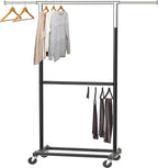 Simple Houseware Double Rod Garment Rack, Black