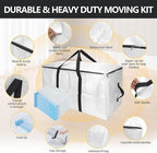 Extra Large Storage Bags Set Heavy Duty Moving Totes with Handles, Waterproof Dual-Way Carrying Design with Vacuum Storage Bag Combo,College Dorm,Traveling,Camping(6 Moving bag & 10 Vacuum Seal Bags)