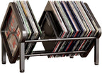 Vinyl Record Storage,80-100 LP Scalable Vinyl Record Holder,Retro Style Organizer,Metal Album Storage Rack for Magazine,Files,Book,Albums & Office Storage(Black)