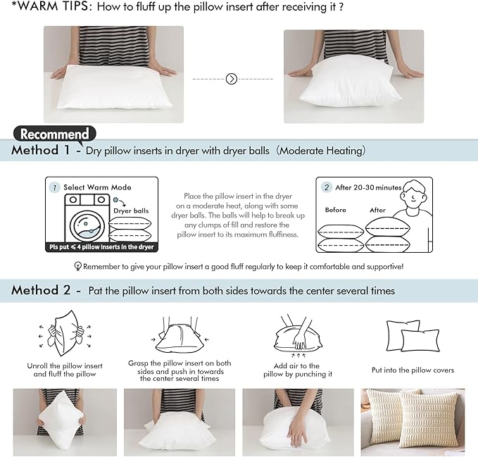 MIULEE Pillow Insert 26x26 Inch, Decorative Square Throw Pillow Inserts, Premium Fluffy Pillow Forms Sham Stuffer for Sofa Couch Living Room