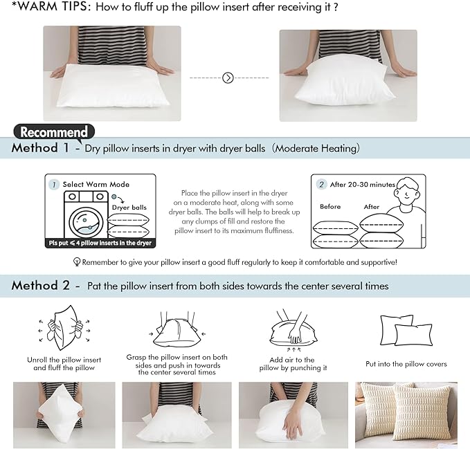 MIULEE Set of 2 Throw Pillow Inserts 26x26 Inches, Non-Woven Decorative Pillow Inserts for Living Room
