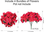 Faux Bougainvillea Artificial Plants Flowers for Outdoors Spring Outside Decor, 4 Bundles Red Fake Bougainvillea Silk Outdoor Flowers UV Resistant Look Real for Porch Patio Window Planter Garden Home