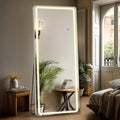 DUMOS LED Full Length Floor Mirror, 20"x63" Full Body Standing Mirror with Lights, 3 Color Lighting, Hanging or Leaning, Wall Mounted, Modern Simple Home Wall Decor, White