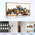 SIGNINART Vintage Mountain Framed Canvas Wall Art, Boho Sunrise Art Prints, Forest Nature Wilderness Art Paintings, Modern Farmhouse Woodcut Style Wall Decor for Living Room Bedroom, Office 20"x40"