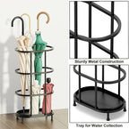 Alyoen Umbrella Stands for Entryway, Large Metal Umbrella Holder 6.89 x 10.8 x 21.34 Inches with Adjustable Feet, Decor Freestanding Elliptical Openwork Umbrella Rack for Home Office