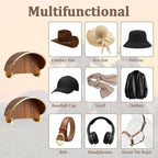 2 Pack Cowboy Hat Rack, Wooden Satin Finish Hat Holder on Wall,Non-Damage Brim Design, Hat Hooks Can Keeps Original Shape of Hat, for Cowboy Hat, Fedora, Sun Hats