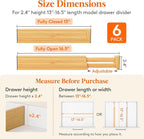 Lifewit 2.4" High 6 Pack Bamboo Drawer Dividers 33-42cm/13-16.5" Adjustable Wooden Drawer Organizer for Clothes/Utensils, Expandable Drawer Separator for Dresser/Kitchen/Bedroom/Office Organization