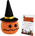 Crochet Pumpkin, Cute Emotional Support Pumpkin with Wizard Hat for Halloween, Funny Gifts for Adults, Women, Men, Friends, Family