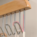 Belt Hanger 2Pcs Belt Hanger with 16 Hooks Bra Hangers for Closet,Space-Saving Wooden Closet Hanger Organizer for Ties, Scarves, Bras,Tank, Tops (1Wood Color 1Brown)