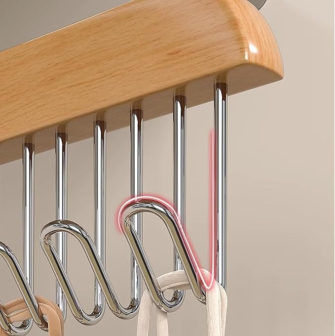 Belt Hanger 4Pcs Belt Hanger with 32 Hooks Bra Hangers for Closet,Space-Saving Wooden Closet Hanger Organizer for Ties, Scarves, Bras,Tank, Tops (Wood)