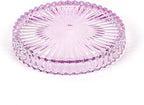 Modern Clear Coaster Set of 5- Glass Coasters for Drinks Crystal Coaster Round Cup Coasters Coffee Table Decor for Office, Kitchen, Bar, Dining Room, Living Room, Patio(Clear Purple)