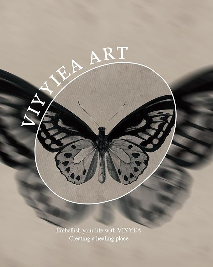 VIYYIEA Vintage Gold Framed Wall Art for Living Room, Black Butterfly Canvas Prints Home Decor, Halloween Gothic Painting Picture, Bedroom Wall Decor Gifts for Friends or Family -(10L x 8W)