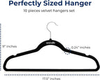 SereneLife 10 Pack Velvet Hangers – Non-Slip Clothes Hangers with Heavy Duty Design, Slim Space-Saving Coat Hangers with 360° Swivel Hook, Strong Lightweight Closet Organizer Set for Clothes (Black)