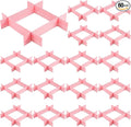 ZOENHOU 60 PCS DIY Drawer Divider Organizers, Pink Grid Drawer Dividers, Adjustable Premium Plastic Organizers for Makeup Drawers Desktop Kitchen Drawer Organizers and Storage, 12.6 x 2.76 Inch