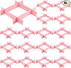 ZOENHOU 60 PCS DIY Drawer Divider Organizers, Pink Grid Drawer Dividers, Adjustable Premium Plastic Organizers for Makeup Drawers Desktop Kitchen Drawer Organizers and Storage, 12.6 x 2.76 Inch