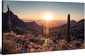 Mountain Wall Art Sunset Cactus Wall Decor Arizona Sonoran Desert Canvas Pictures Saguaro Landscape Photography Prints Western Nature Artwork for Living Room Bedroom Office Home Decoration 24x48"