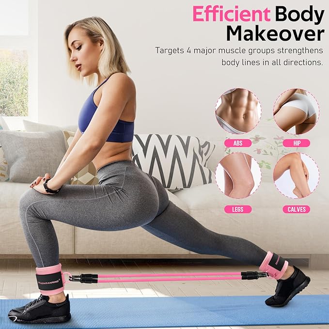 Ankle Resistance Bands with Cuffs, Ankle Bands for Working Out, Ankle Resistance Band for Legs and Glutes Workout Equipment, Butt Exercise Equipment for Women