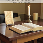 KATINAT Virgin Mary Wooden Plaque with Stand & Gift Box – Solid Wood Relief, Wall or Desk Catholic Home Altar & Prayer Corner Décor, Christian Christmas/Baptism/First Communion/Confirmation Gift