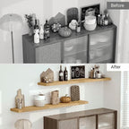 Vivelove 12" Deep Floating Shelves with Invisible Brackets, 72" Wall Shelves for Bathroom Bedroom Kitchen Living Room Laundry Room, Modern Rustic Shelves for Home Decor, 72"x12"x2", Set of 1, Oak