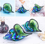QFkris 8" Glass Conch Figurines, Hand Blown Seashell Art Glass Sculpture, Beautiful Home Decor, Crystal Paperweight