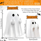 Halloween Ghost Figurine - Large Size 4.5 in Ghost Statue, Halloween Ghost Figurines for Home, Desk, Party Decor, Spooky & Cute Ghost Decor Home Decor Indoor (Big)