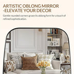 ANDY STAR Chrome Oblong Mirror, 36x48 Inch Polished Chrome Oval Mirror for Bathroom with Stainless Steel Metal Frame, Wall Mouned for Bathroom, Living Room, Entryway