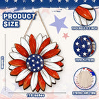 Wooden 4th of July Decorations Patriotic Wreaths for Front Door Independence Day Decorations Star Sign Welcome Memorial Day Hanging for Home Wall Decor Outdoor Indoor Red White and Blue Wreath 4
