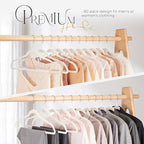 HOUSE DAY Premium Velvet Hangers 50 Pack Ivory, Non-Slip Flocked Felt Hangers, Sturdy Clothes Hanger with 360° Rotatable Hook, Heavy Duty Durable Slim Coat Hanger for Closet Space Saving