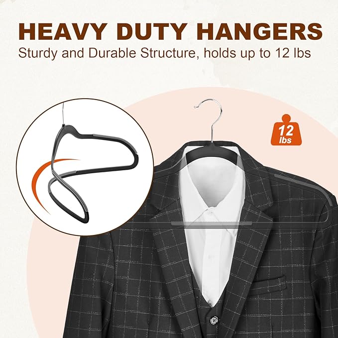 HOUSE DAY Heavy Duty Plastic Hangers 30 Pack, Non Slip Clothes Hangers with Rubber Pads and 360° Hook - Thin 0.2 Inch, Space Saving Coat Hanger Black, Closet Organizer for Shirt, Pants, Suit, Skirt