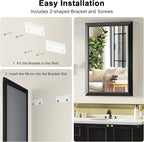 Black Bathroom Mirror for Over Sink, 22x30Inch Thick Anti-Rust Metal Frame, Rectangle Decorative Wall Mirror with HD Tempered Glass Horizontal or Vertical Mount for Vanity, Bedroom, Living Room