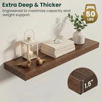 Floating Shelves for Wall 36 in x 9.3 in Deep, Wall Mounted Rustic Wood Shelf with Invisible Brackets for Storage & Display, Living Room Bedroom Bathroom, Walnut, 2 Pack