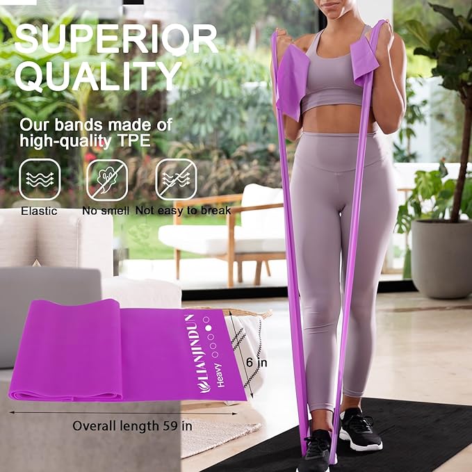 5 Pcs Professional Resistance Bands. Latex-Free, Pilates Band, Work Out Bands, Stretch Bands for Working Out Women or Men, Exercise Bands Set for Pilates, Physical Therapy, Yoga